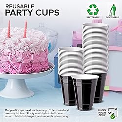 Stock Your Home Black Plastic Cups Disposable, 16oz