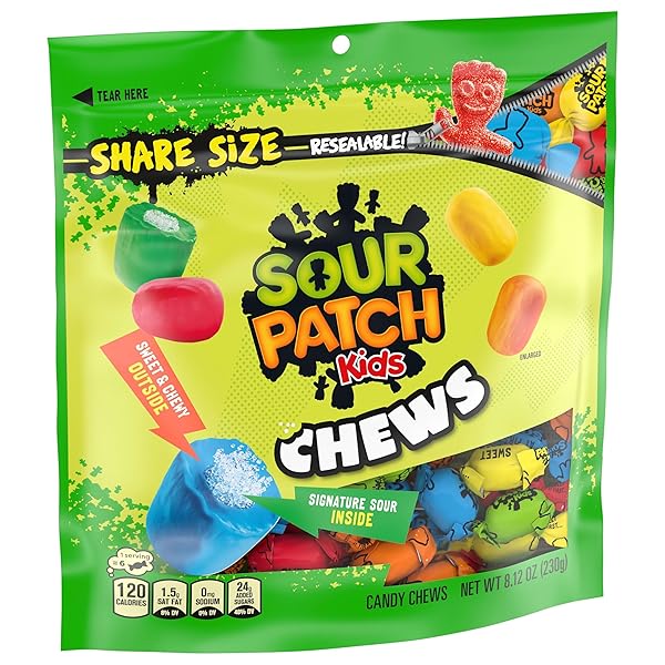 SOUR PATCH KIDS CHEWS SOFT & CHEWY CANDY, SHARE SIZE, 8.12 OZ