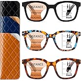 ZXYOO 3 Pack Near-range Workspace Progressive Reading Glasses for Women Men Square Oprah Style Blue Light Blocking Readers