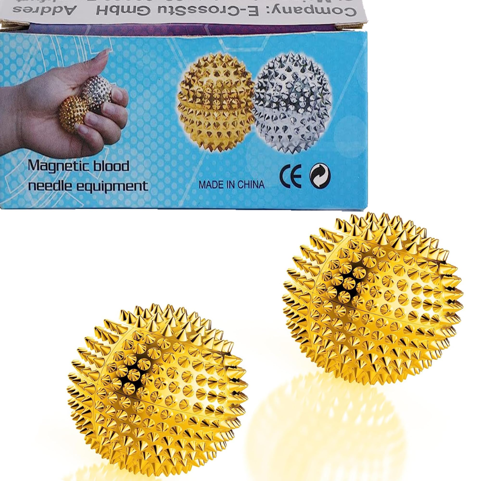 Photo 1 of *USED*
GRUNIL Spiky Magnetic Massage Balls - Gold Hand Acupuncture Ball 1 Pair for Adult and Kid, Exercise Squeeze Balls for Pain Pressure and Stress Relief