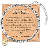 PODLEV New Mom Gifts, Baby Feet Charm Bracelet Gift for Pregnant Mommy 1st Time Moms, New Mother Pregnant Mom to Be Gifts, Mothers Day Birthday Christmas Baby Shower for Wife Daughter Friend Sister