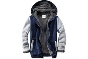 WINDFIT Men's Sherpa Jacket Heavyweight Zip Up Hoodie Fleece Hooded Sweatshirt with Pocket