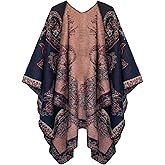 Urban CoCo Women's Color Block Shawl Wrap Open Front Poncho Cape