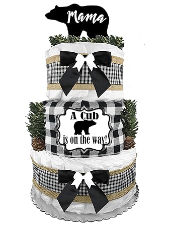 black and white diaper cake