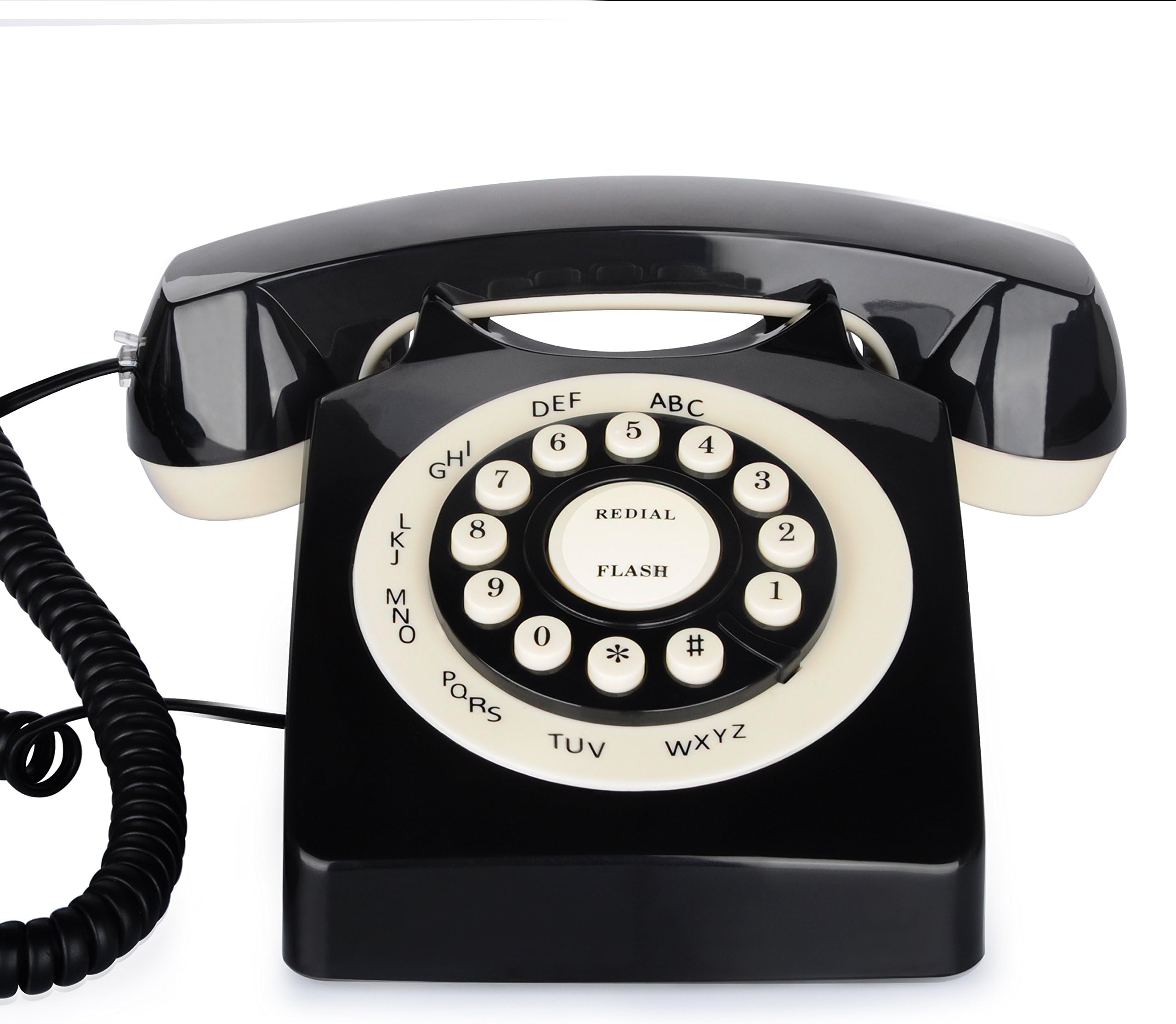 Retro Telephone European, Bnest Classic Corded Telephone, Nostalgia Telephone with Stylish Retro Design for Bedroom, Living Room, Study, Office, Mansion (Black)