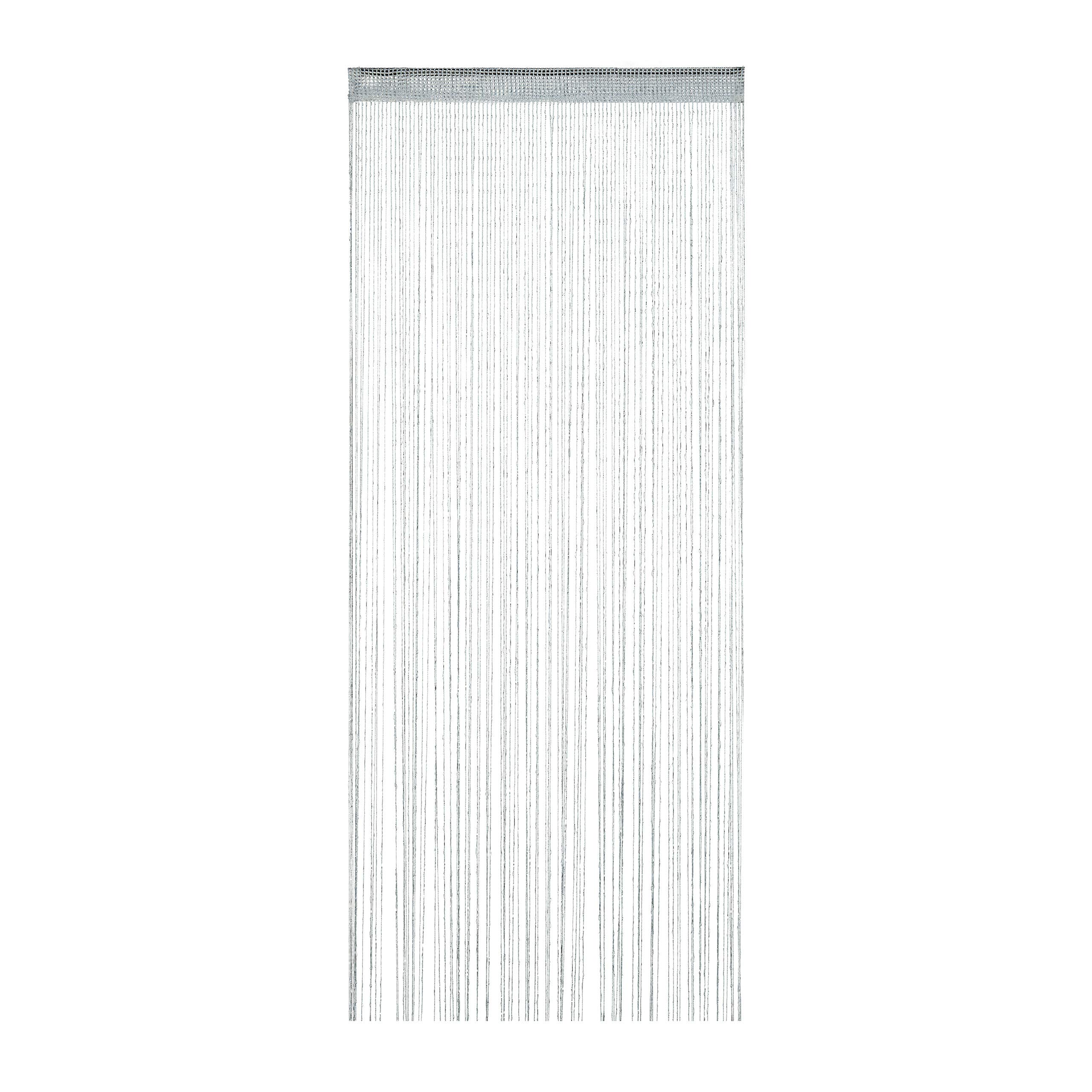Relaxdays String Curtain, can be shortened, for Doors & Windows, Decorative, Washable, Sparkling, 90 x 245 cm, Silver