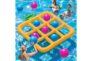 Jasonwell Tic-Tac-Toe Pool Toys Games - Giant Floating Tic Tac Toe Game Float with 10 Balls Pineapple Pool Game Party Toy Flo