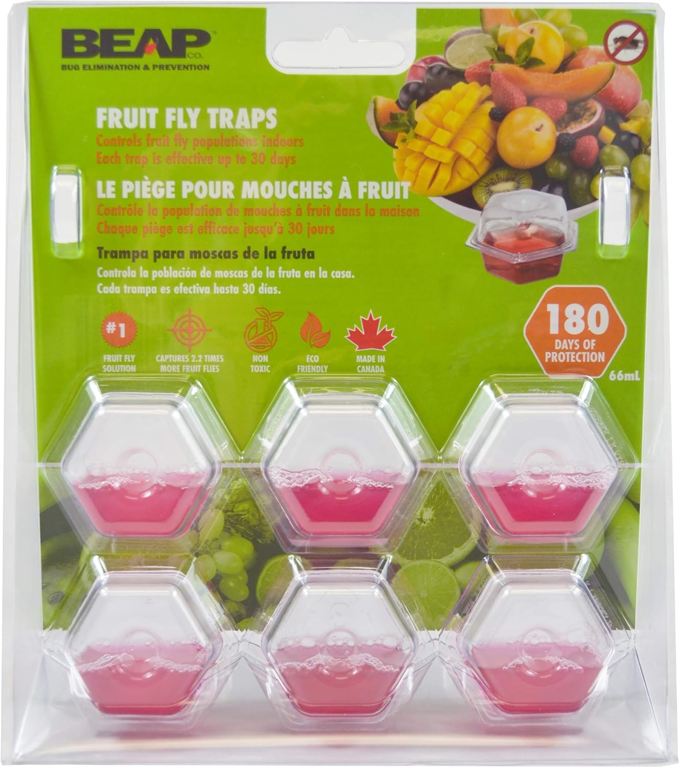 BEAPCO 10036 Prefilled Fruit Fly Traps, 6-Pack, Red : Home Pest Control Traps : Garden & Outdoor