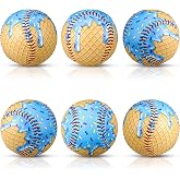 Teyva Daily 6 Pcs 9 Inch Standard Size Baseball for Youth Training Gift | Ice Cream Drip &amp; American Flag Baseball Training Ball, Baseball Gift for Boy Girl Christmas Season Rewards Team Gift