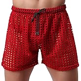 YUFEIDA Mens Hollow Openwork Drawstring Lounge Underwear Boxer Shorts Loose Bikini Trunks Multi Color