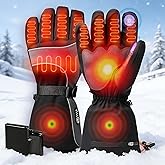 IPOW Heated Gloves for Men Women 7.4v 2200mah Electric Rechargeable Heating Ski Gloves with Touchscreen & 7 Layers Thick Solid Waterproof for Winter Outdoor Hunting Riding Ski Hiking Motorcycle