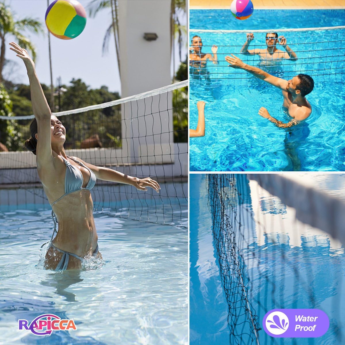 RAPICCA Volleyball Net for Indoor or Outdoor Sports Backyard Schoolyard Pool Beach Volleyball Replacement Net for Tournament or Championships (32 FT x 3 FT) Poles Not Included : Sports & Outdoors