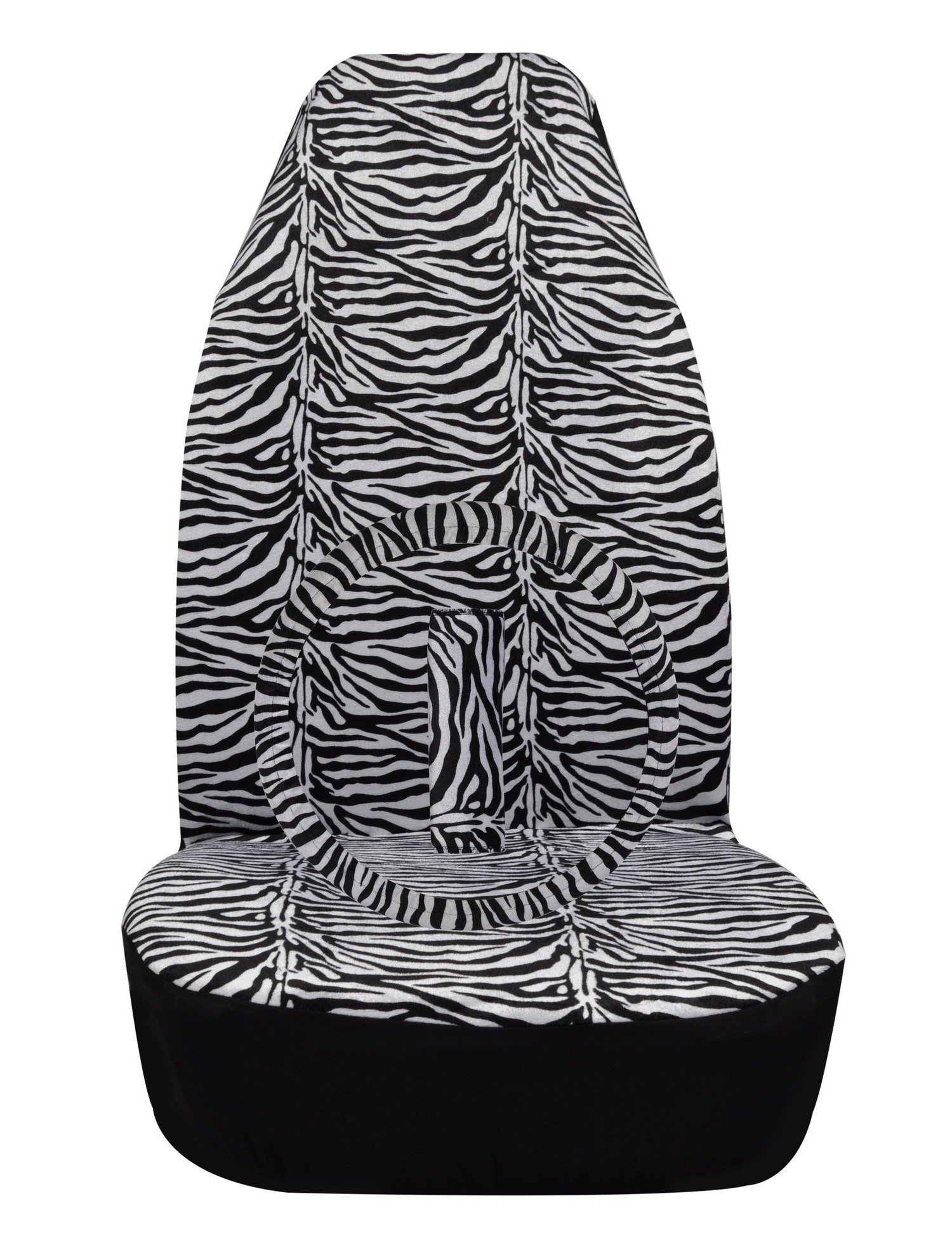 Plush Front Seat Covers Universal Zebra Cloth Seat protection Cover with Steering Wheel Cover Seat Belt Cover