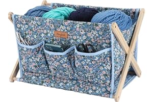 Hanfetch Large Yarn Storage Organizer for Skeins, Crochet Hooks, Knitting Needles & Accessories - Easy Assembly (Flower-Blue1)