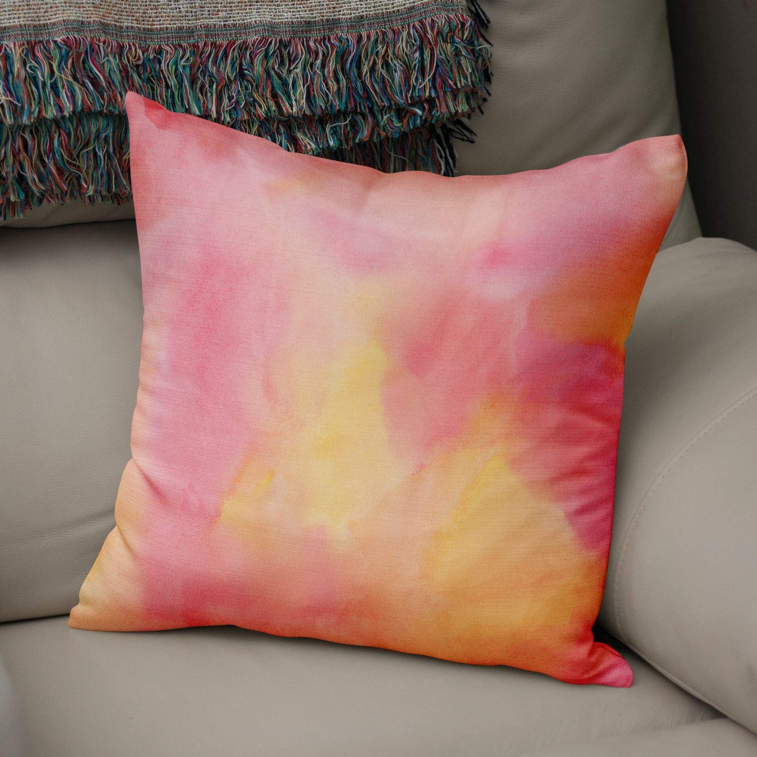 Bonamaison Decorative Cushion Cover Watercolor Theme, Throw Pillow Covers, Home Decorative Pillowcases for Livingroom, Sofa, Bedroom, Size:50x50 Cm - Designed and Manufactured in Turkey