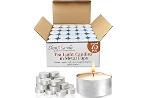 Tealight Candles in Metal Cups - Clean White Unscented with 8 Hour Long-Burning Time, Bulk Votives for Romantic Dinners, Weddings, Spas & Hotels by PARNOO (75 Count, Classic)