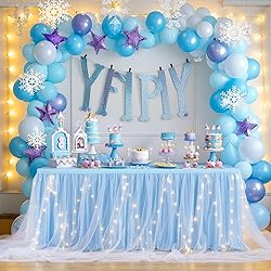 Shillance 14ft Baby Blue Tulle Table Skirt for Baby