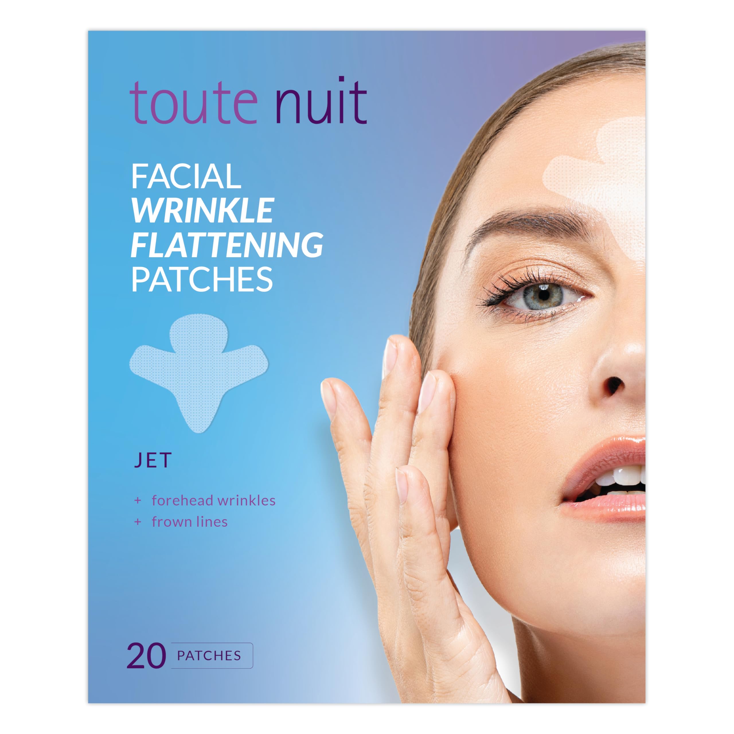 Toute Nuit Facial Wrinkle Flattening Patches - JET Extra Large UNISEX Frown Lines Plus (Anti-Wrinkle Patches/Face Tape)
