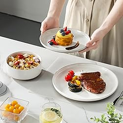 MALACASA Plates and Bowls Sets, 12 Pieces Modern