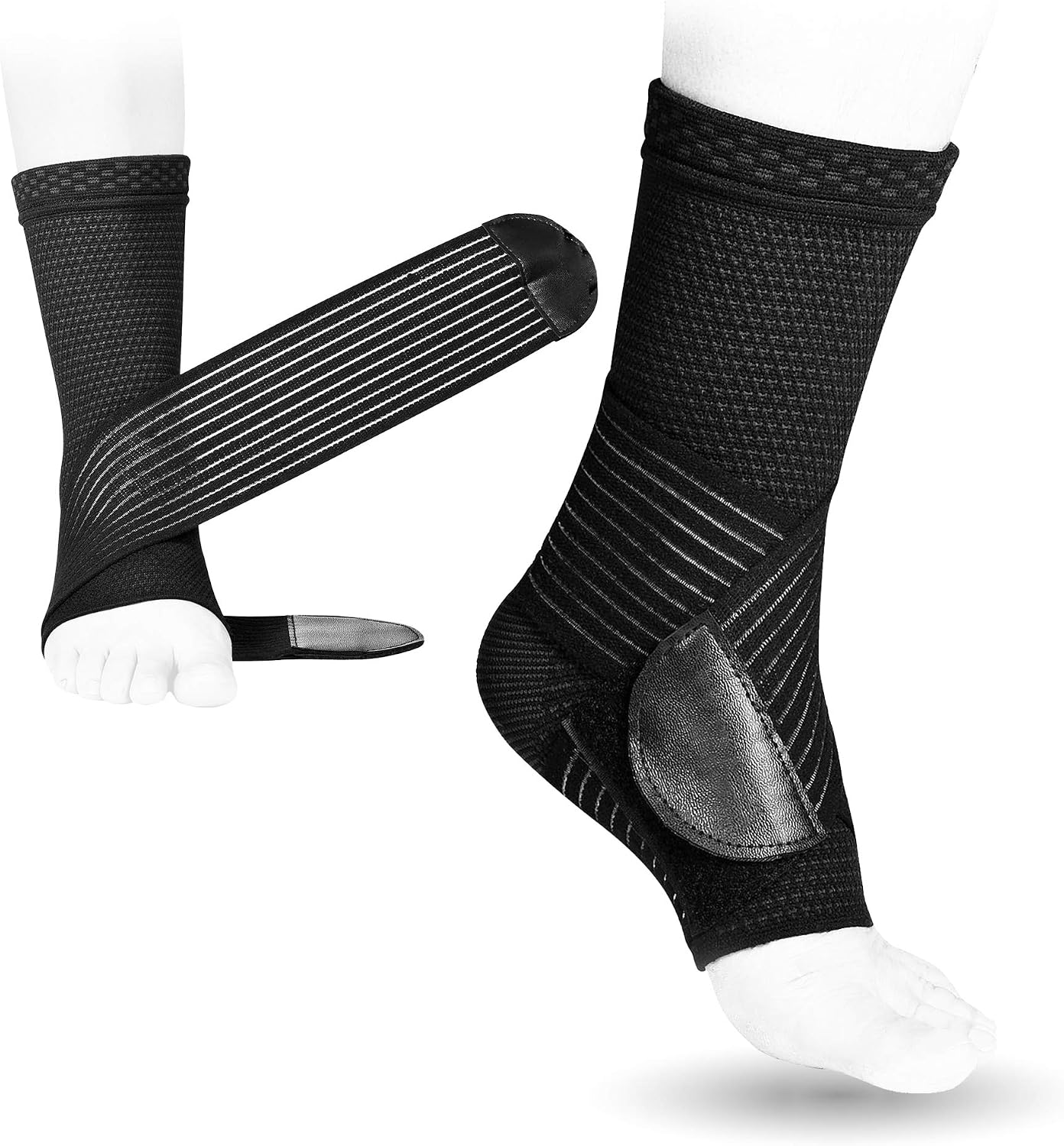 Modetro Sports Ankle Brace with Adjustable Strap, Compression Sleeve Socks for Ligament Damage