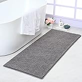 Noahas 24''x 60'' Grey Long Bathroom Rugs Runner,Absorbent Bath Mats for Bathroom Non-Slip with Rubber Backing,Soft Washable Carpet,Plush Chenille Shower Mats Shaggy Durable Bath Rugs