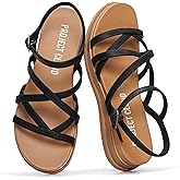 Project Cloud Wedge Sandals for Women 2026 - Comfortable Soft & Plush Insole Strappy Womens Sandals with Lightweight and Non-Slip Durable Outsole (NICE,BLK,8)