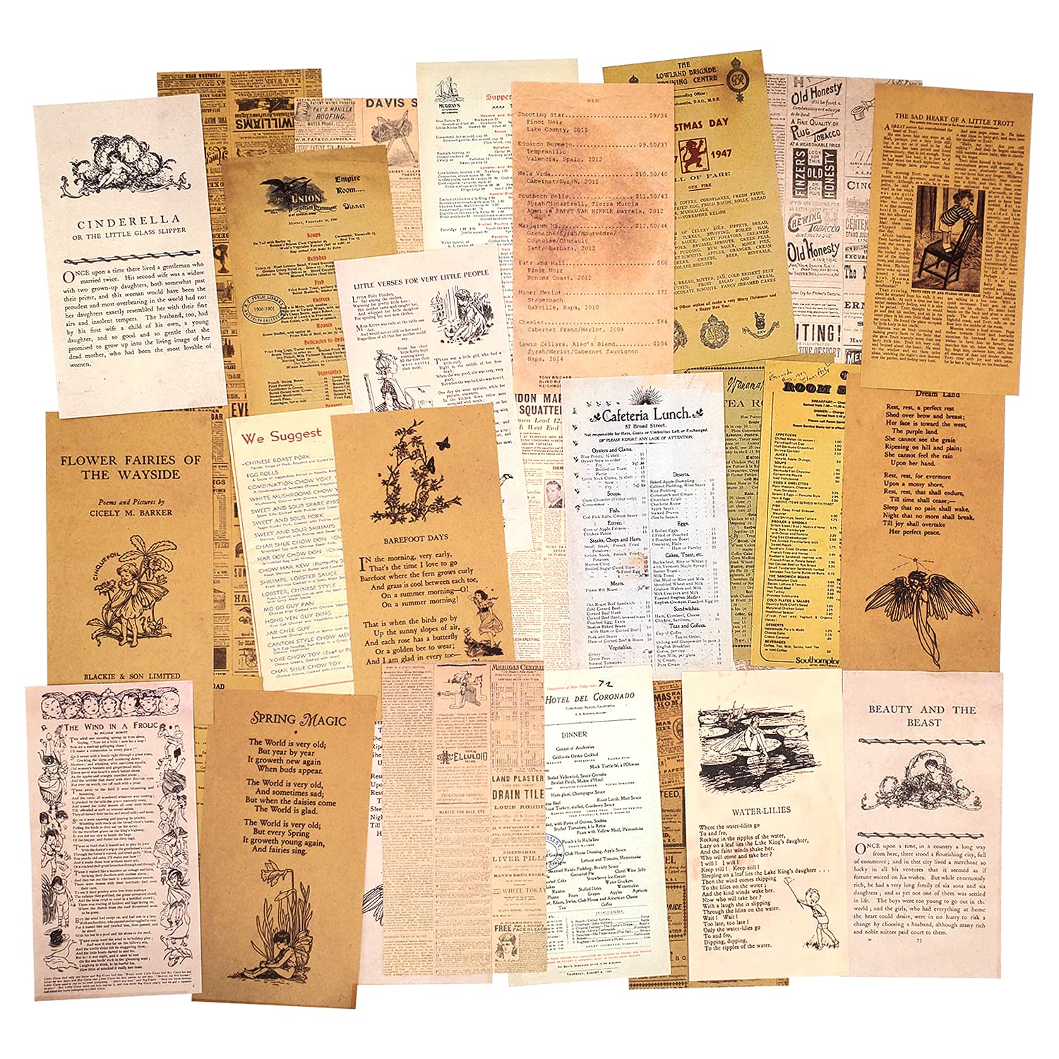 Mayplous 3-Pack Vintage Pattern Scrapbook Paper Set, Single-Sided Retro Kraft Decorative Background Sheets for Card Making, Paper Crafts, Die Cutting & Collage Art (Times)