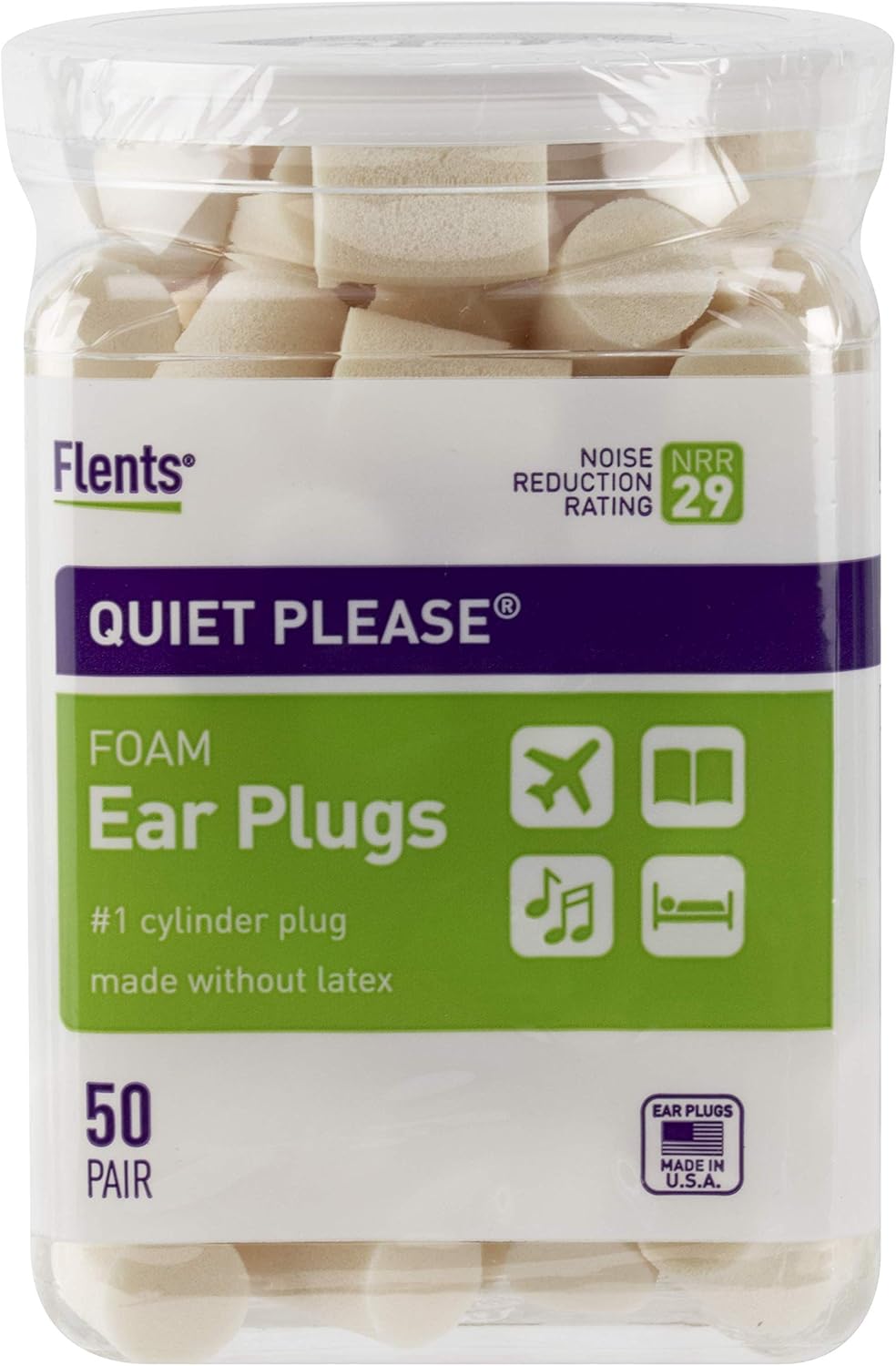 Flents Ear Plugs, 50 Pair, Ear Plugs for Sleeping, Snoring, Loud Noise, Traveling, Concerts, Construction, & Studying, NRR 29: Health & Personal Care