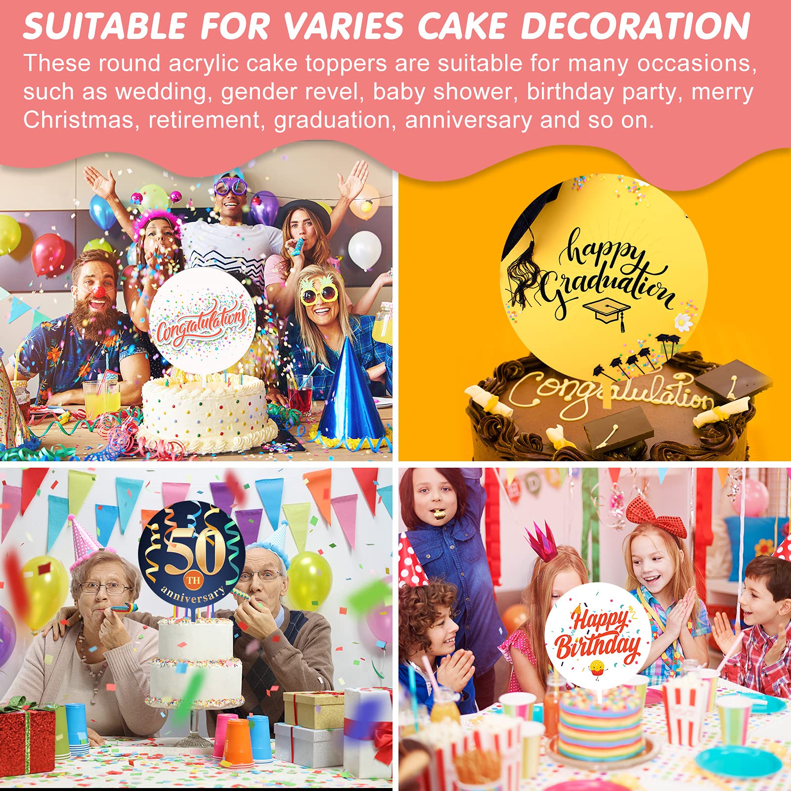 Mua Jetec 2 Pieces 5 Inch Acrylic Cake Topper Blank Round Clear DIY ...