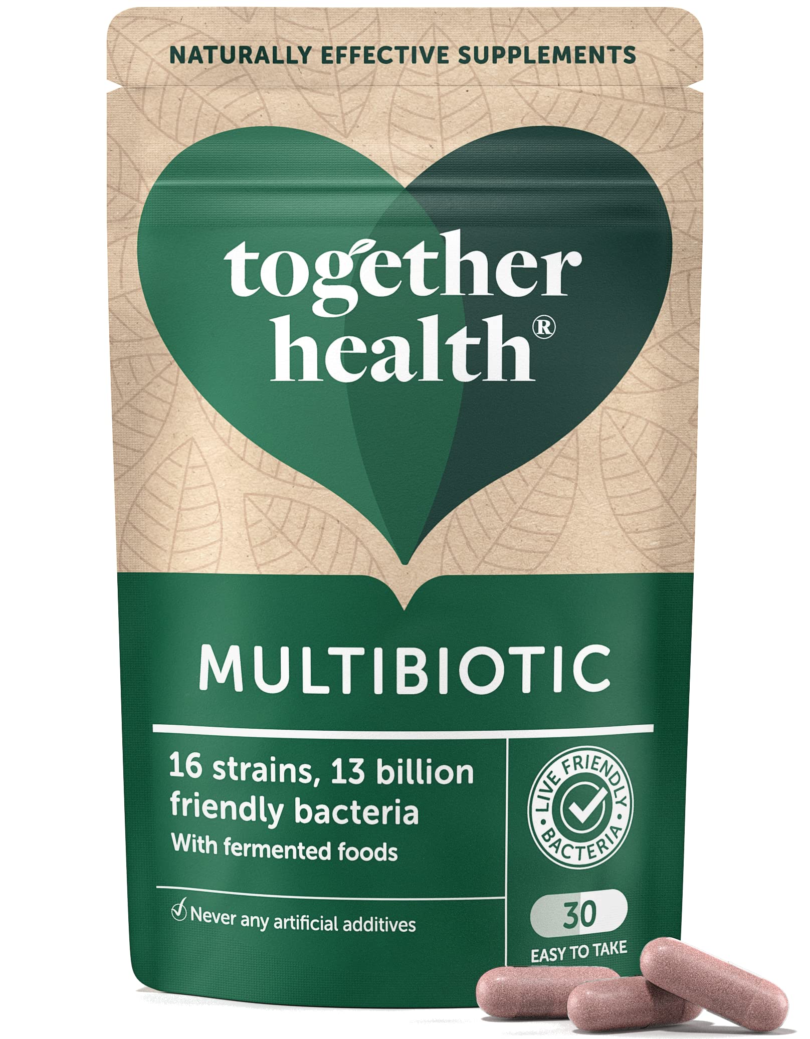 Multibiotic – Together Health – 36 Farm-Grown Fermented Foods - Multi Bacterial Strains with 13 Billion CFU – Vegan Friendly – Made in The UK – 30 Vegecaps