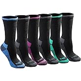 Dickies Women's Dri-Tech Essential Moisture Control Crew Socks, Available in S-XL (6, 12 Pairs)