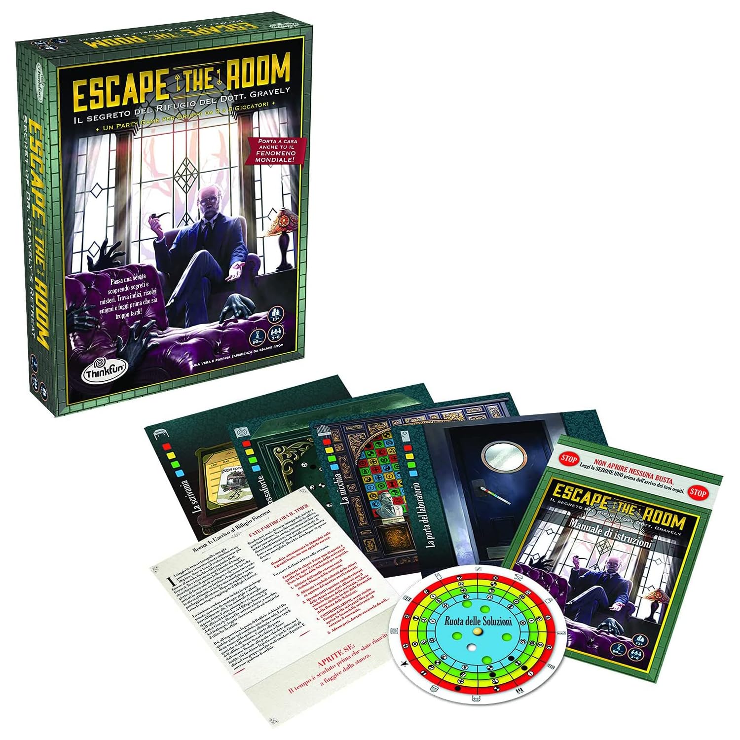 Think Fun - Escape The Room: Dr. Gravely's Shelter Mystery, Adult Board Logic Game, 3-8 Players, Age 13+ Years