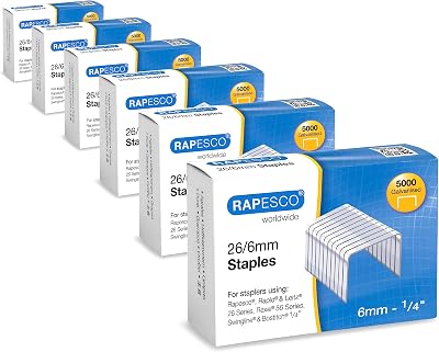 Rapesco 1735 Business Pack 26/6mm Galvanised Staples 6 Boxes of 5000