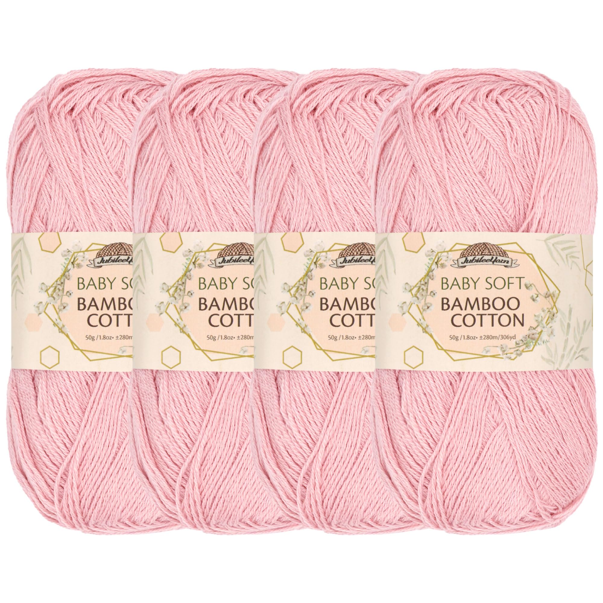 JubileeYarn Baby Soft Bamboo Cotton Yarn - 50g/Skein - Primrose Pink - 4 Skeins — image 1