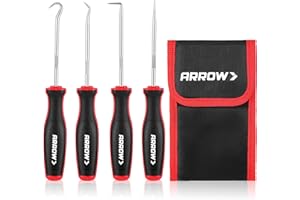 ARROW FASTENER ARROW 4-Piece Precision Hook and Pick Set with Pouch, Mini Pick Tool Set for Automotive Mechanic, O-Ring Removal Tool, Oil Seal, Gasket Remover, Hose Puller Hooks
