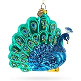 Chic Peacock Blown Glass Christmas Ornament