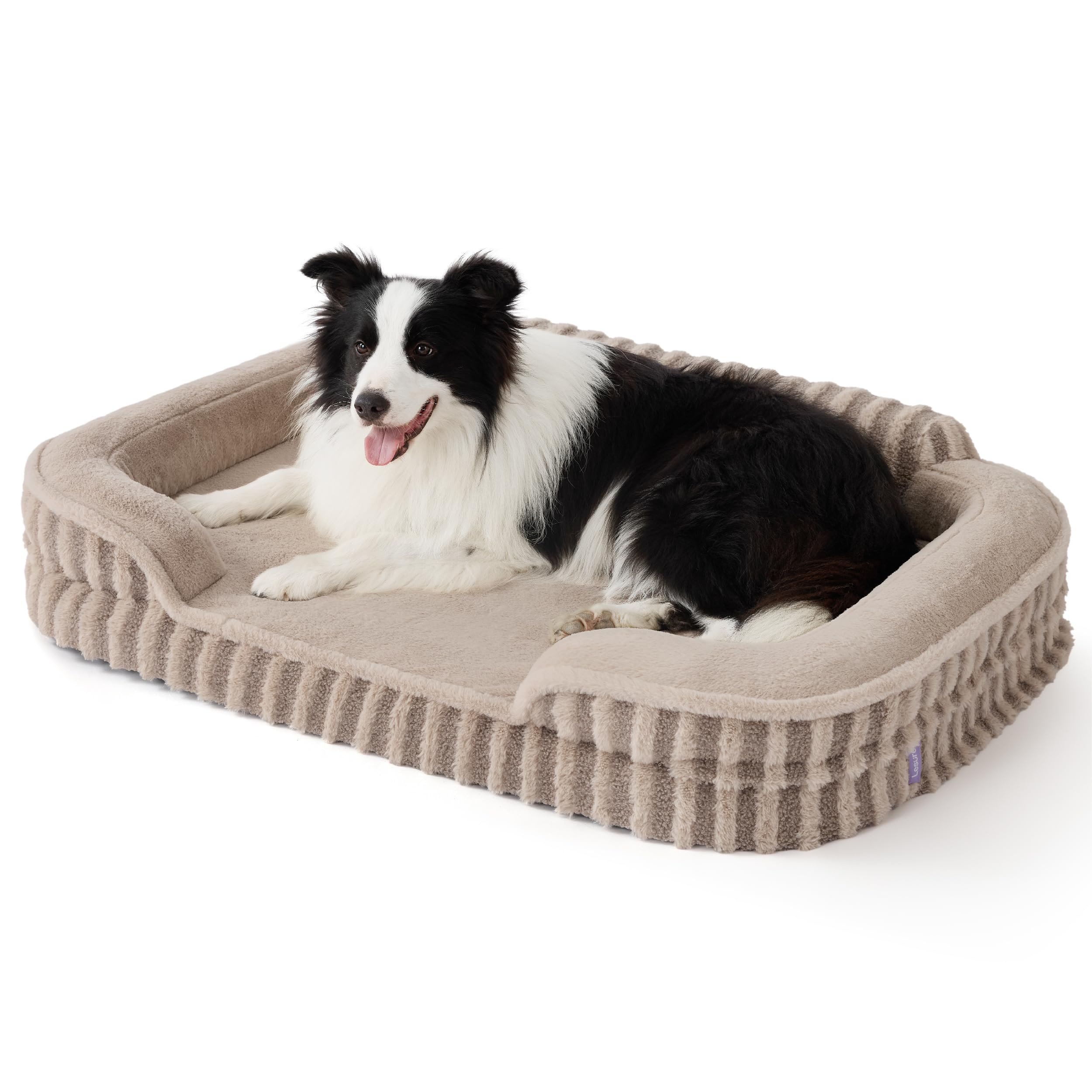 Photo 1 of LE SURE Cute Dog Beds for Extra Large Dogs, Orthopedic Waterproof XL Pet Bed with Sides, High Back Non-Slip and Egg-Crate Foam Big Dog Couch Sofa with Washable Removable Cover, Hazel