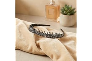 Diamond Hair Hoop with Toothed Cute Plastic Hairband Vintage Face Wash Rhinestone Headband Male(grey)