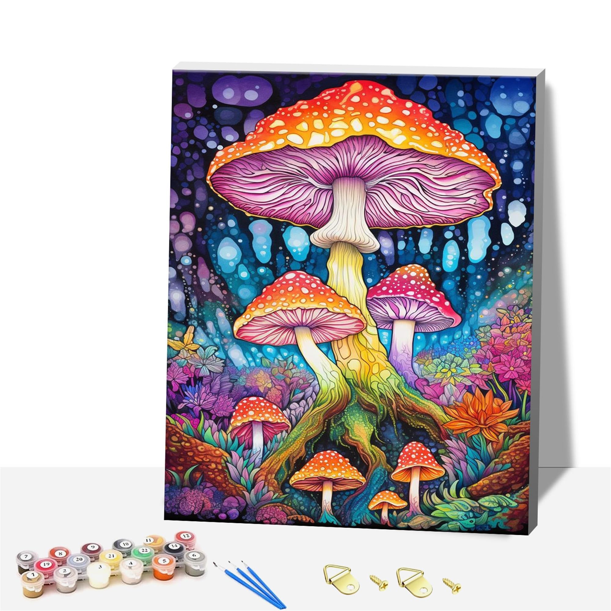 ZHOSOHO DIY Wooden Framed Paint by Numbers Kits for Adults,Painting Kit on Canvas, Color by Numbers Acrylic,Mini Adult Paint by Number for Home Wall Decor,Gifts (Mushroom)