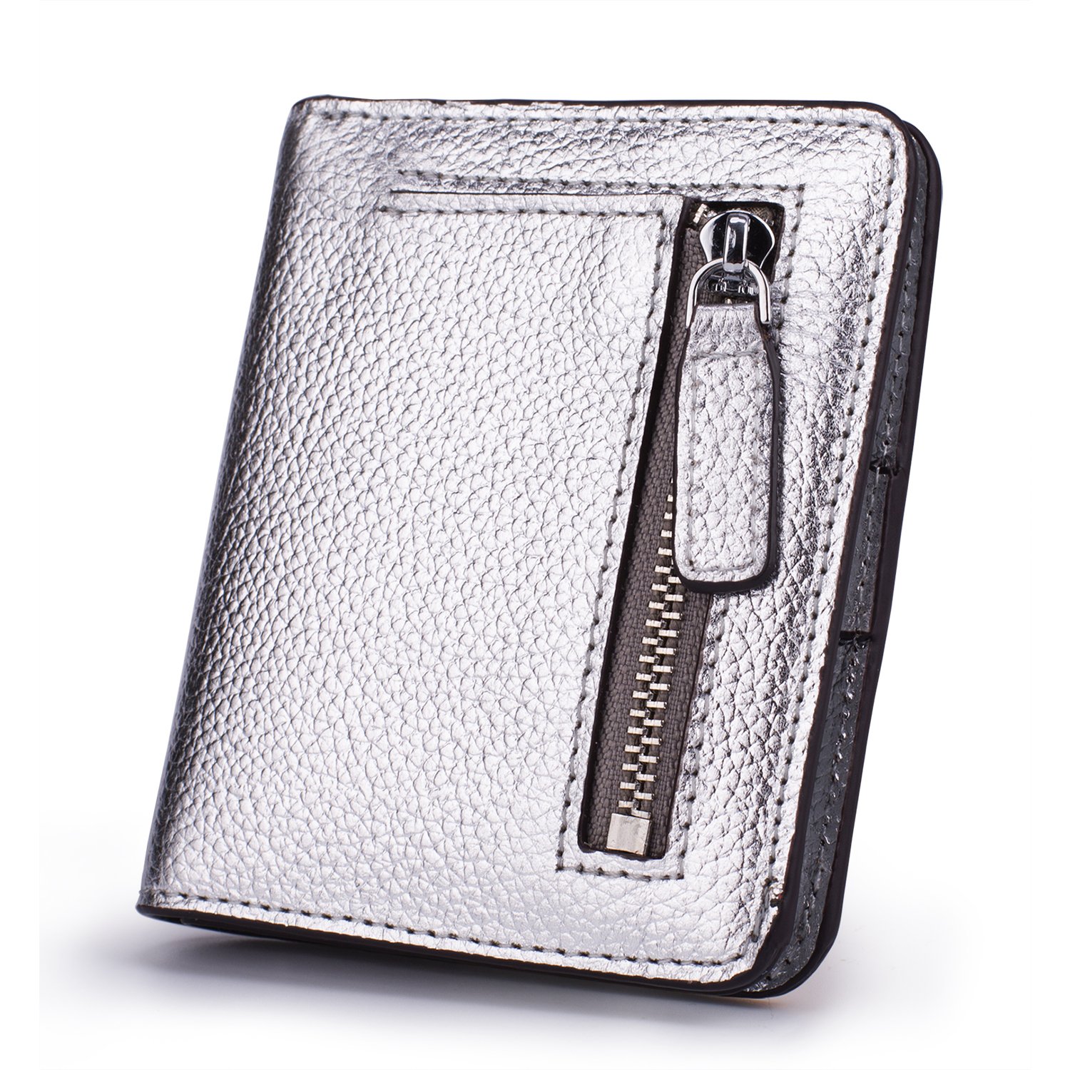 AINIMOER Small Leather Wallet for Women, Ladies Credit Card Holder RFID  Blocking Women's Mini Bifold Pocket Purse Silver Size: One Size - Main Image