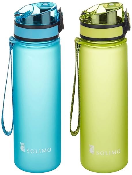 Amazon Brand - Solimo Sports Water Bottles, 600 ml, Set of 2 (Green, Blue)