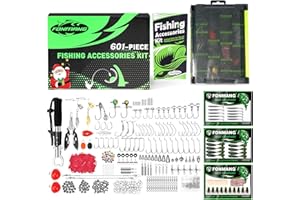 FONMANG 601-Piece Fishing tackle box with fishing gear，[2025 Christmas Limited Edition]Fishing Gifts for men，Tackle Box with Tackle included,Fishing Lures,Hooks, Weights, Jig Heads