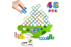 Btolin 48 Pcs Tetra Tower Stack Attack Blocks Game, Family Board Games, Balance Stacking Game for 2 Players+, Kids & Adults Team Building Toys