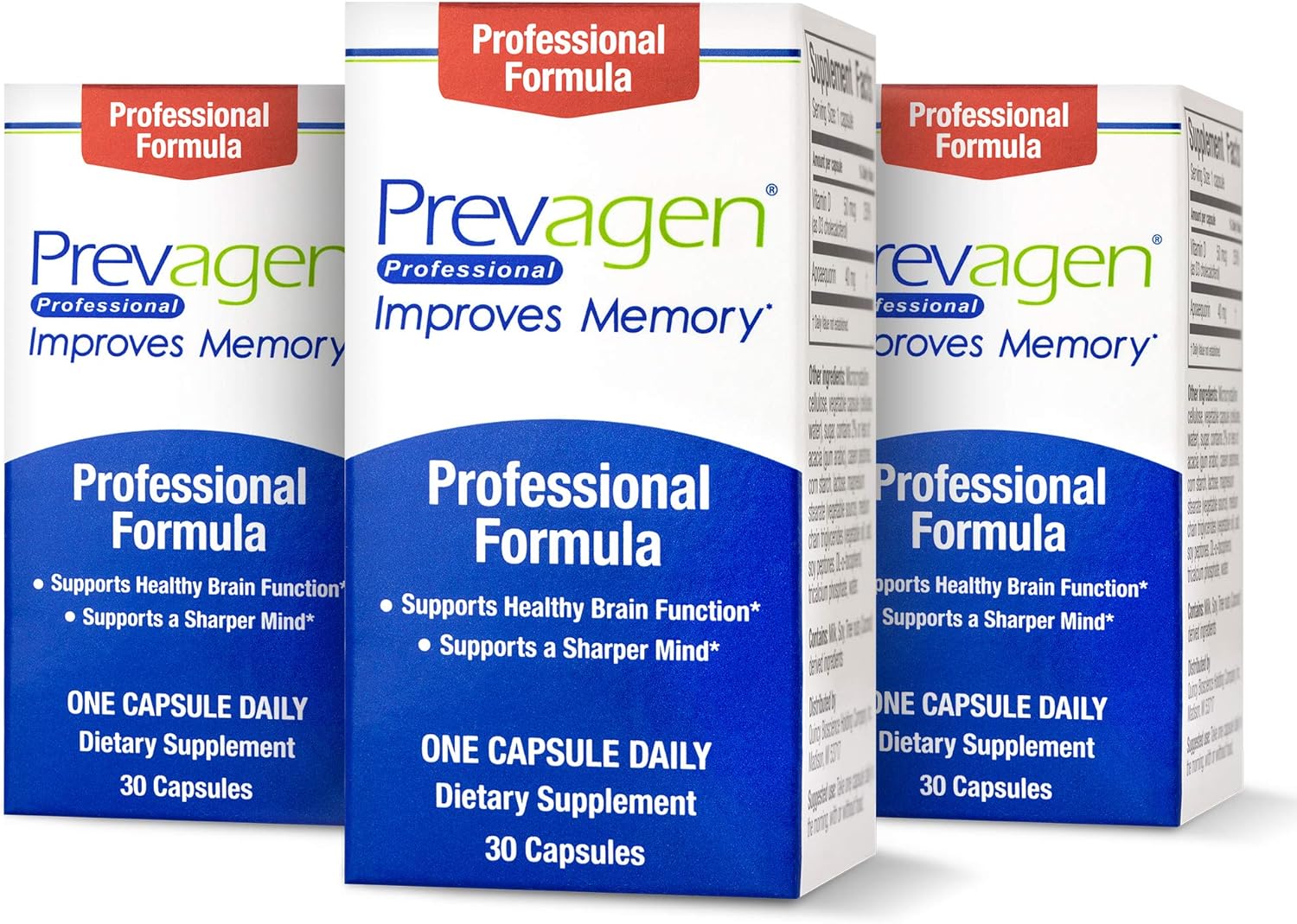 Prevagen Improves Memory - Professional Strength 40mg, 30 Capsules |3 Pack| with Apoaequorin & Vitamin D | Brain Supplement for Better Brain Health, Supports Healthy Brain Function