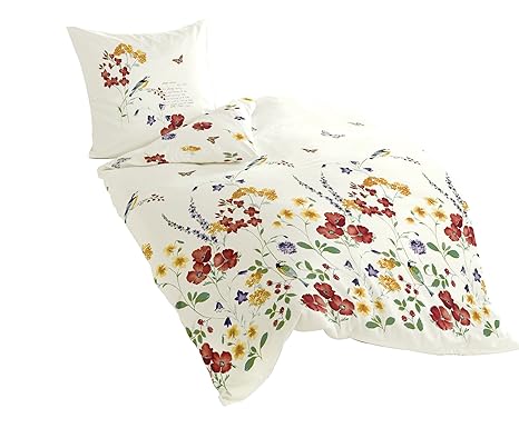 Bierbaum Bettwäsche 6477, Mako-Satin, Made in Germany, bunt 01, 155x220 + 80x80 cm, Komfortgröße