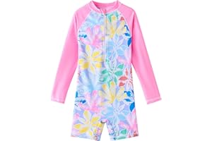 UMELOK Girls Long Sleeve Rash Guard One Piece Swimsuits with UV Protection Sunsuit