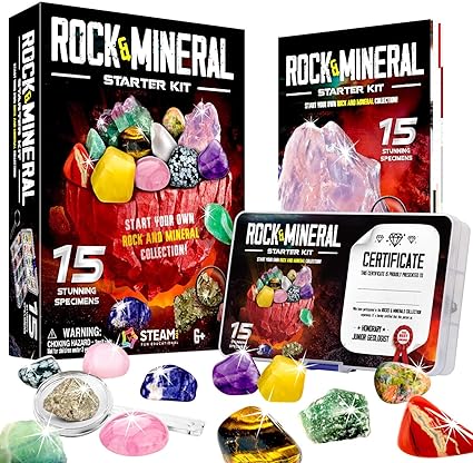 Amazon Com Xxtoys Kids Rocks Collection 15 Piece Rock Collections For Kids Cool Geology Gem Kit With Identification Sheet Gemstones Set Box With Learning Guide And Storage Case Educational Gift