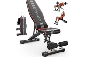 Yoleo Adjustable Weight Bench, 827LBS Foldable Workout Bench for Home Gym - 10-Position Incline Decline Flat - Extended Head 