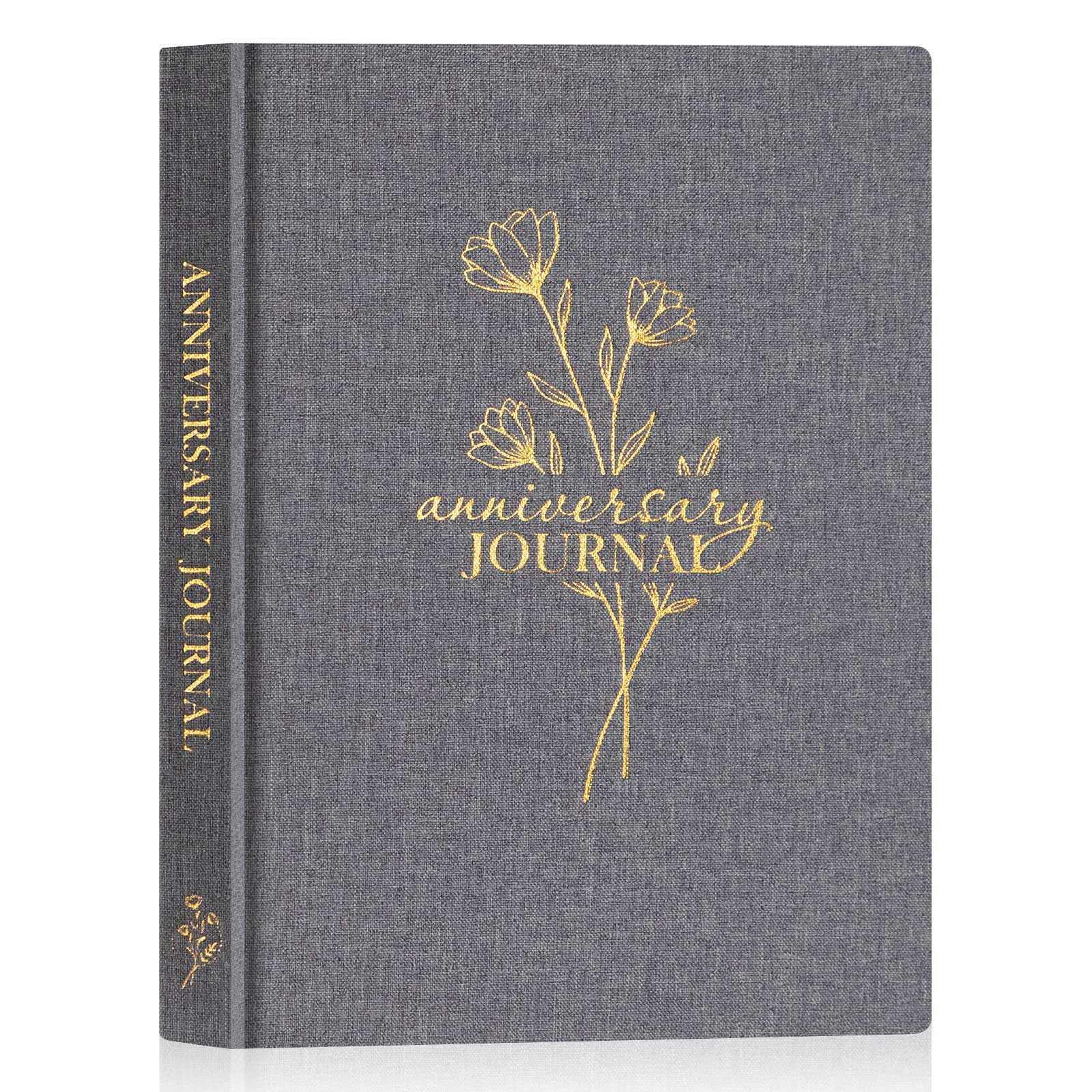 Lanpn Wedding Anniversary Journal Notebook - Linen First Year to 70th Anniversary Scrapbook Memory Book for Couples - Newlywed Marriage Journal Wedding Anniversary Book Gifts (Grey, 190 Pages) — image 1