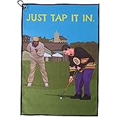 ZEETY Funny Golf Towel – 16" x 24" Premium Microfiber with Clip Holder for Golf Bags – Golf Accessories & Gifts for Men and Women (JUST TAP IT in)